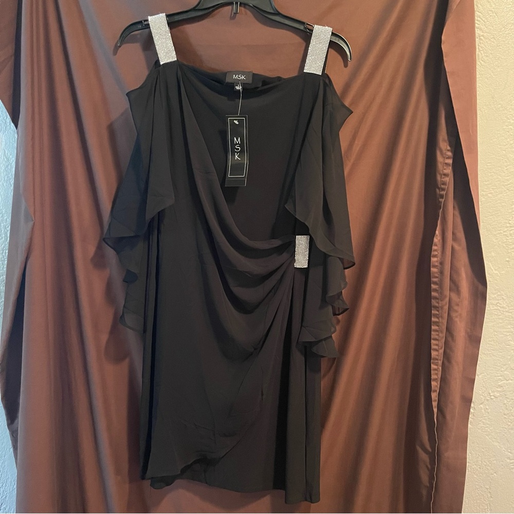 MSK Black Sheath Mini Dress with Cut Out Design